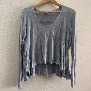 Free People We The Free Raw Hem Thermal Hi-Lo Shirt Top Boho XS Extra Small